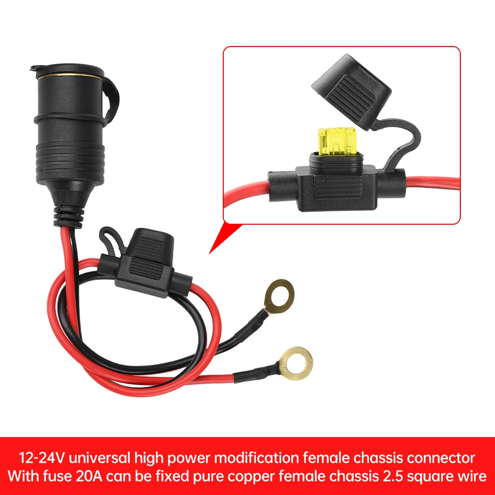 20A Auto-Zigarettenanzünder-Verlängerungskabel 12-24V 14AWG Reinkupferdraht mit Sicherung 30cm-3m für Fahrzeug, Wohnmobil, Marine – Detail 8