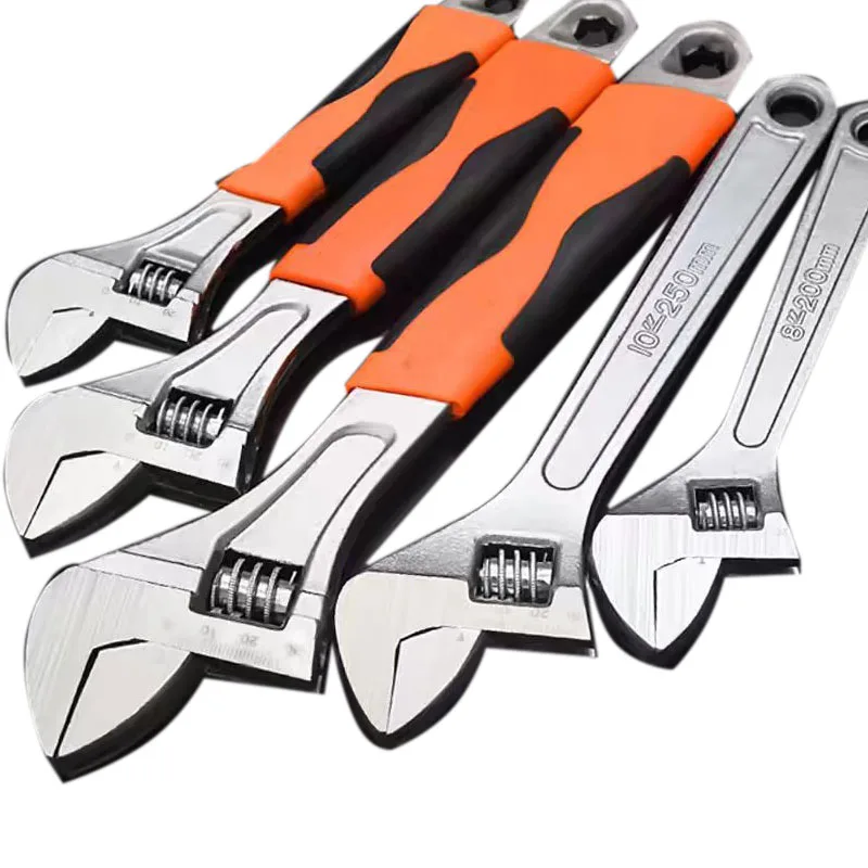 RAYENR Adjustable Wrench Large Openin long Handle Universal Spanner Carbon Steel Mechanical Workshop Hand Repair Tools