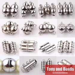 (10Sets=1Lot ! ) Dull Silver/Silver Plated Tube Barrel Round Strong Magnetic Buckle Clasps Jewelry Finding CP1