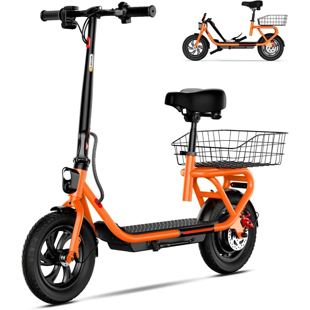 

Electric Scooter with Seat for Adults,Peak 600W Motor,Max Speed 19Mph&20 Miles Long Range,Adults E Scooter 12" Pneumatic