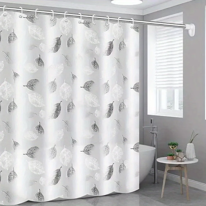

Shower Curtain with Hooks Rustproof Metal Grommets Waterproof Leaf Patterns Shower Curtain for Bathroom
