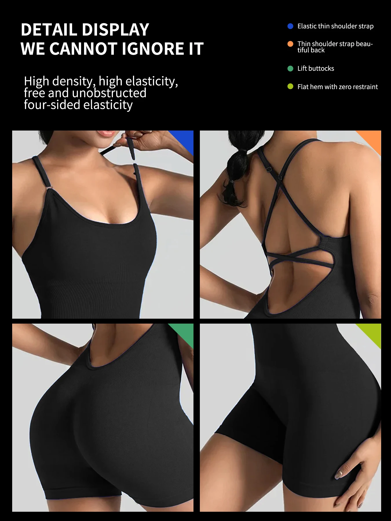 One-Piece Yoga Jumpsuit Skinny Short Sportswear Woman Gym Clothing Workout Clothes Fitness Stretch Bodysuit For Women tracksuit image 6