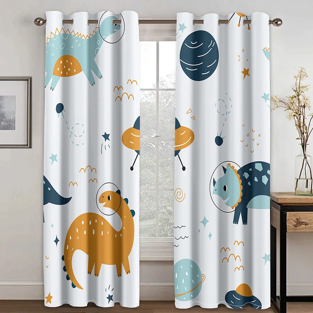 Cartoon Boys Lovely Dinosaur Curtains Colorful Safari Wildlife Funny Animal Child Dinosaur Curtains for Kids Bedroom Living Room