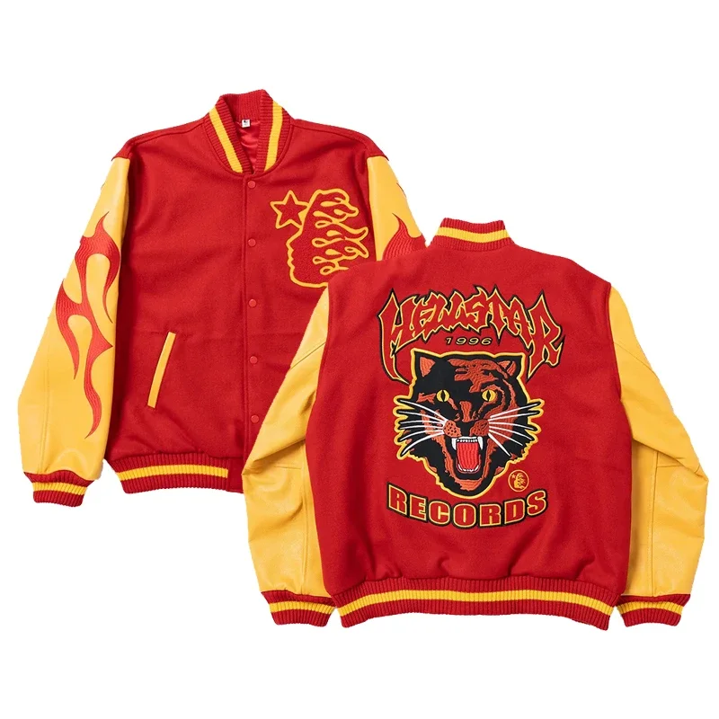 

Mens jacket Y2K Hip Hop Harajuku Tiger Graphic Embroidery High Quality Jacket Goth streetwear Oversized Baseball Uniform Coat