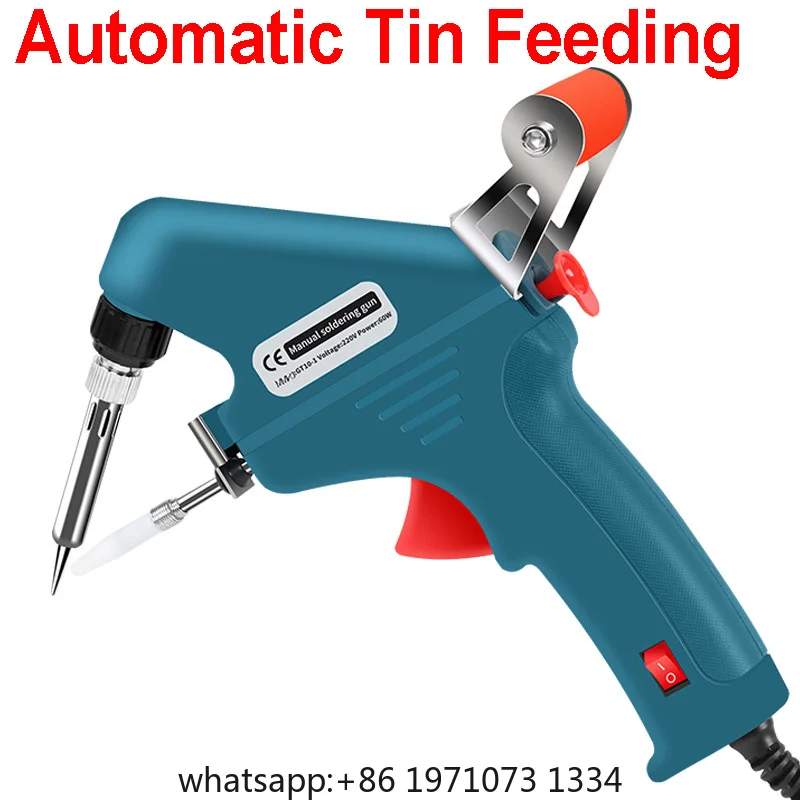 60W Automatic Tin Feeding Soldering Gun, Industrial Grade PTC Heating Soldering Tool for Repair & DIY