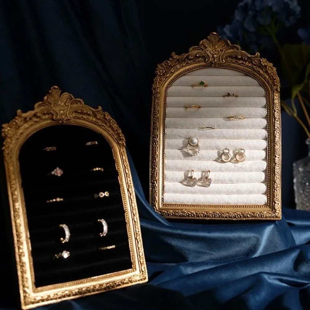 

Vintage Jewelry Storage Shelf Home Decoration Large Capacity Velvet Earring Ring Shelves Display Cabinet Wear-resistant