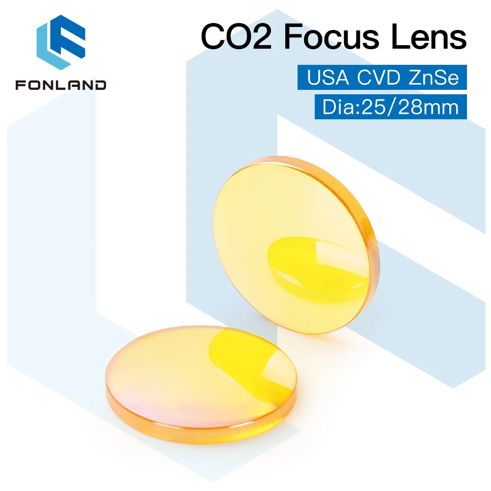 Fonland USA CVD ZnSe Focus Lens Dia. 25.4mm(1inch) FL50.8 63.5 76.2 101.6 127mm(2-5 inch) for CO2 Laser 300W Cutting Machine