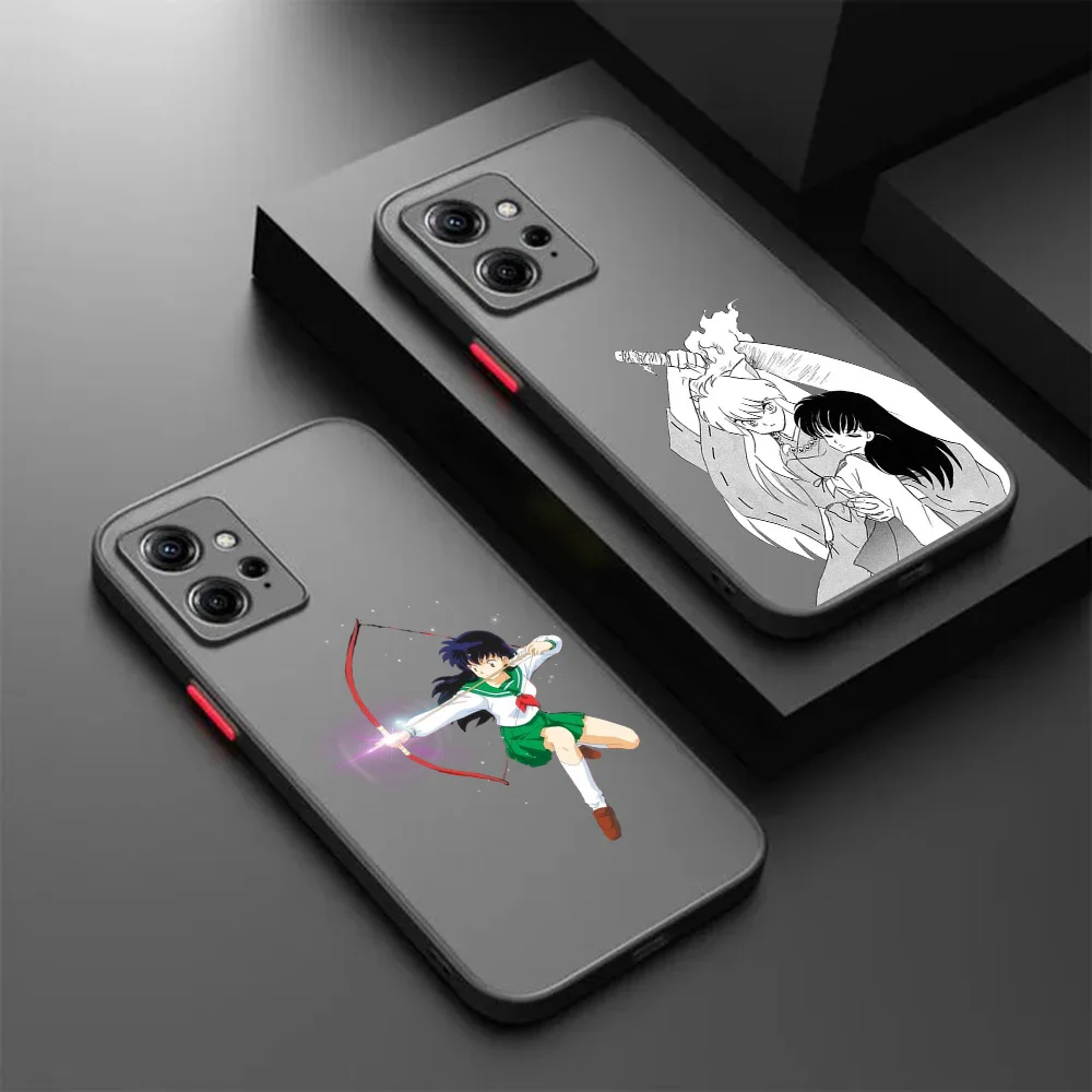 Redmi Note13 Pro 12c Note 12s Xiaomi 12x 12t 11 Lite 5G 11t 11s 12 Note11 이누야샤 Kikyo 블랙 반투명 커버 용 전화 케이스