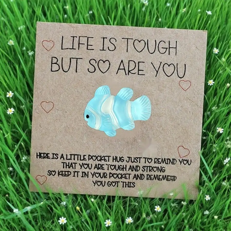 1-100pcs  Cute Mini Colorful Resin  Inspirational Animal Themed Appreciation Gifts Assorted Resin Figurines with Note Cards Love