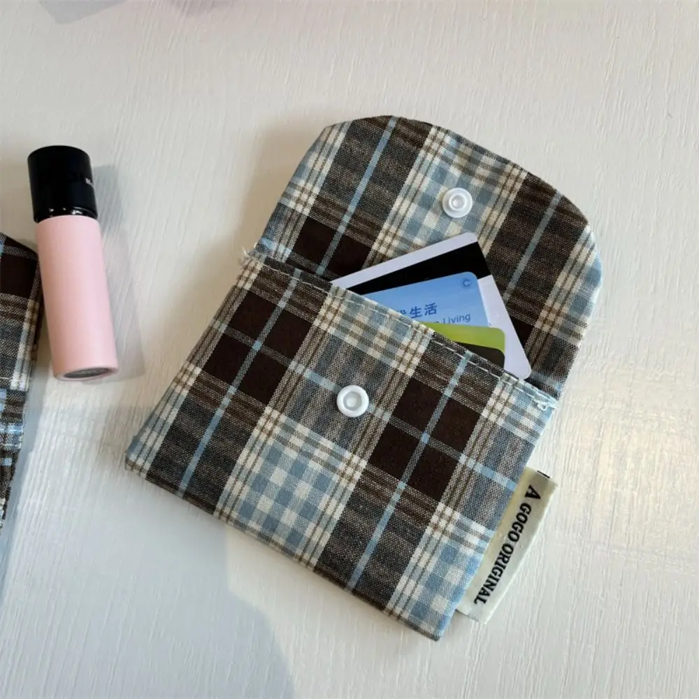 Canvas Retro Plaid Coin Purse Korean Style Portable Mini Cash Wallet Zipper Purse Multifunctional Cloth Envelope Wallets Outdoor