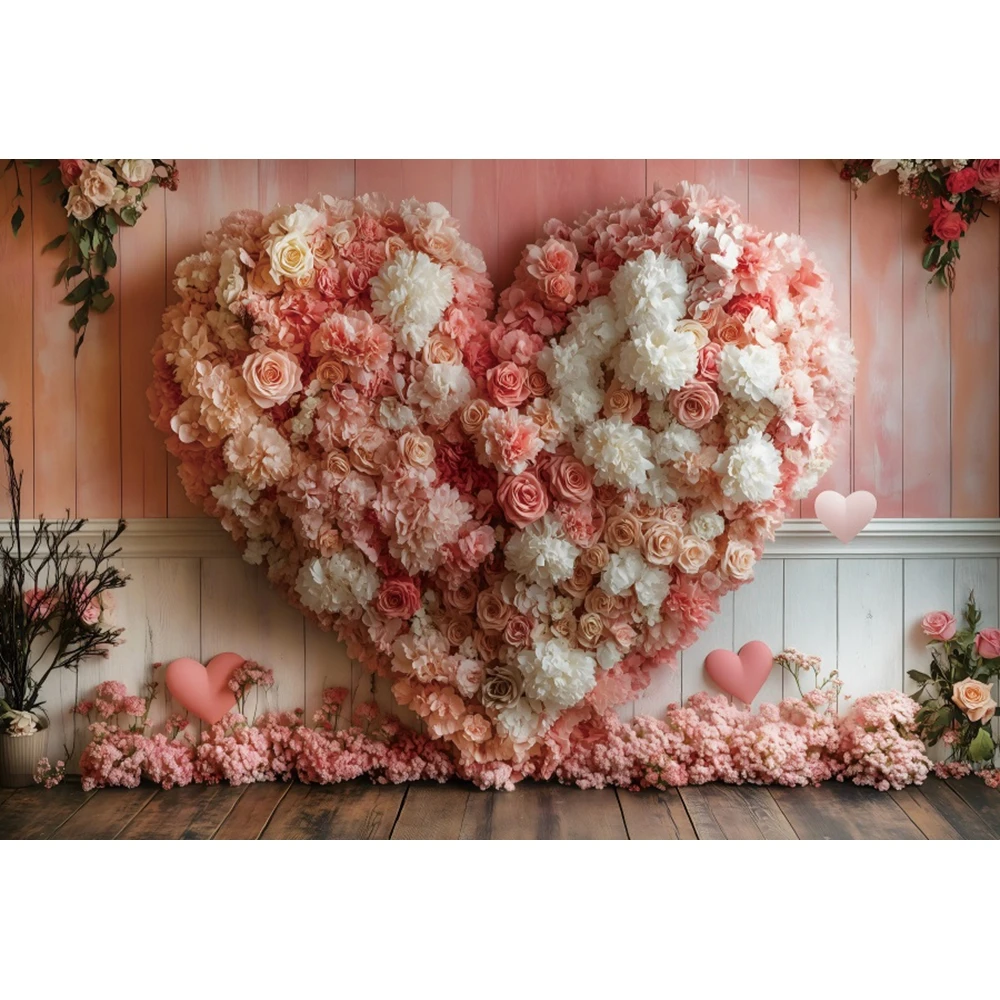 Rose Flower Heart Valentine's Day Backdrop Photography Party Bride Photo Photographic Props Baby Shower Background Studio Shoots