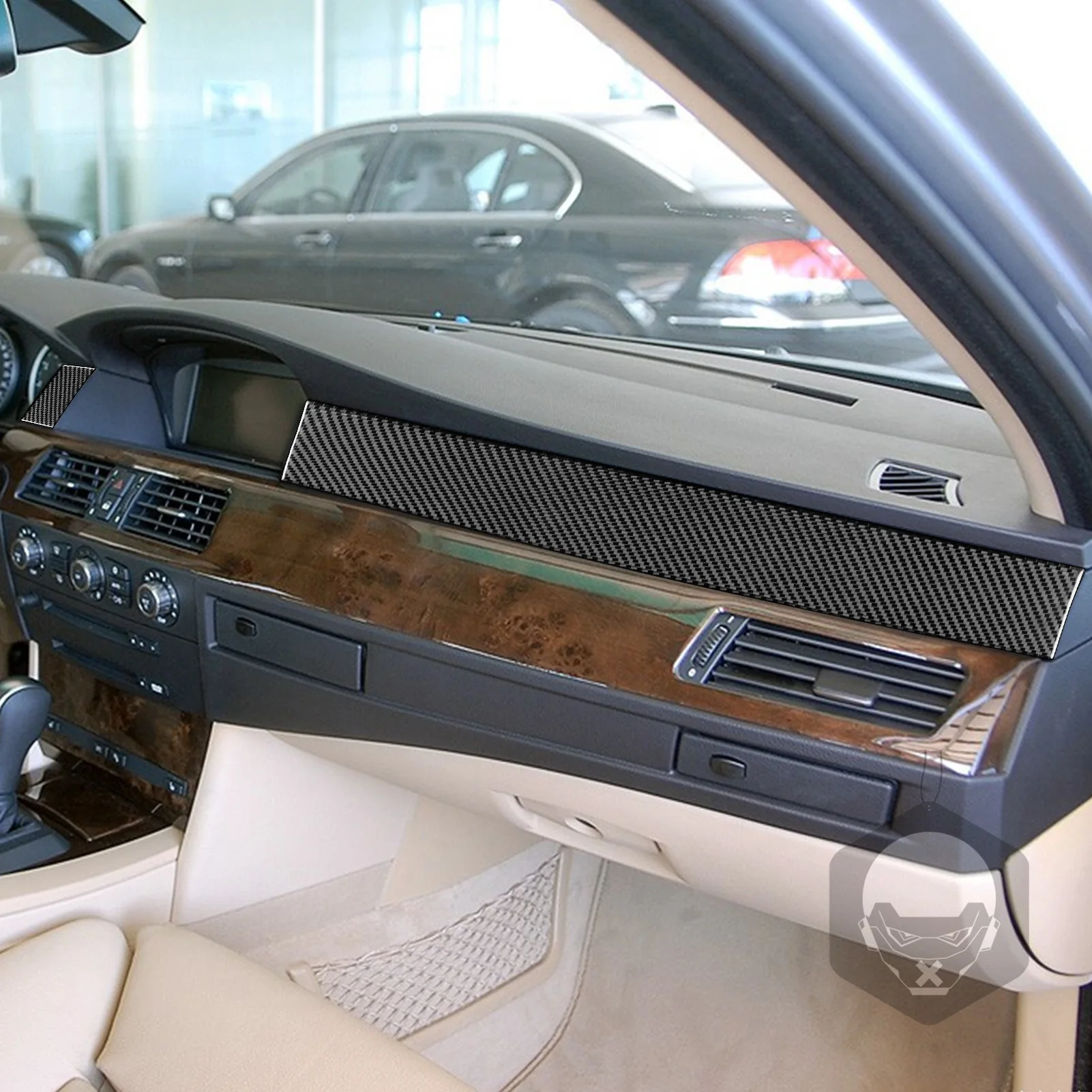 For BMW 5 Series E60 2004 2005 2006 2007 Carbon Fiber dashboard panel Car Interiors trim Accessories decorative stickers view 2