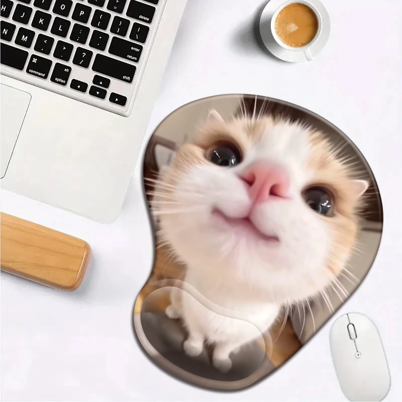 

Funny Cute Kitten Design Ergonomic Mouse Pad with Wrist Rest, Comfortable Non-slip Base Mouse Pad for Computer, Laptop, Office