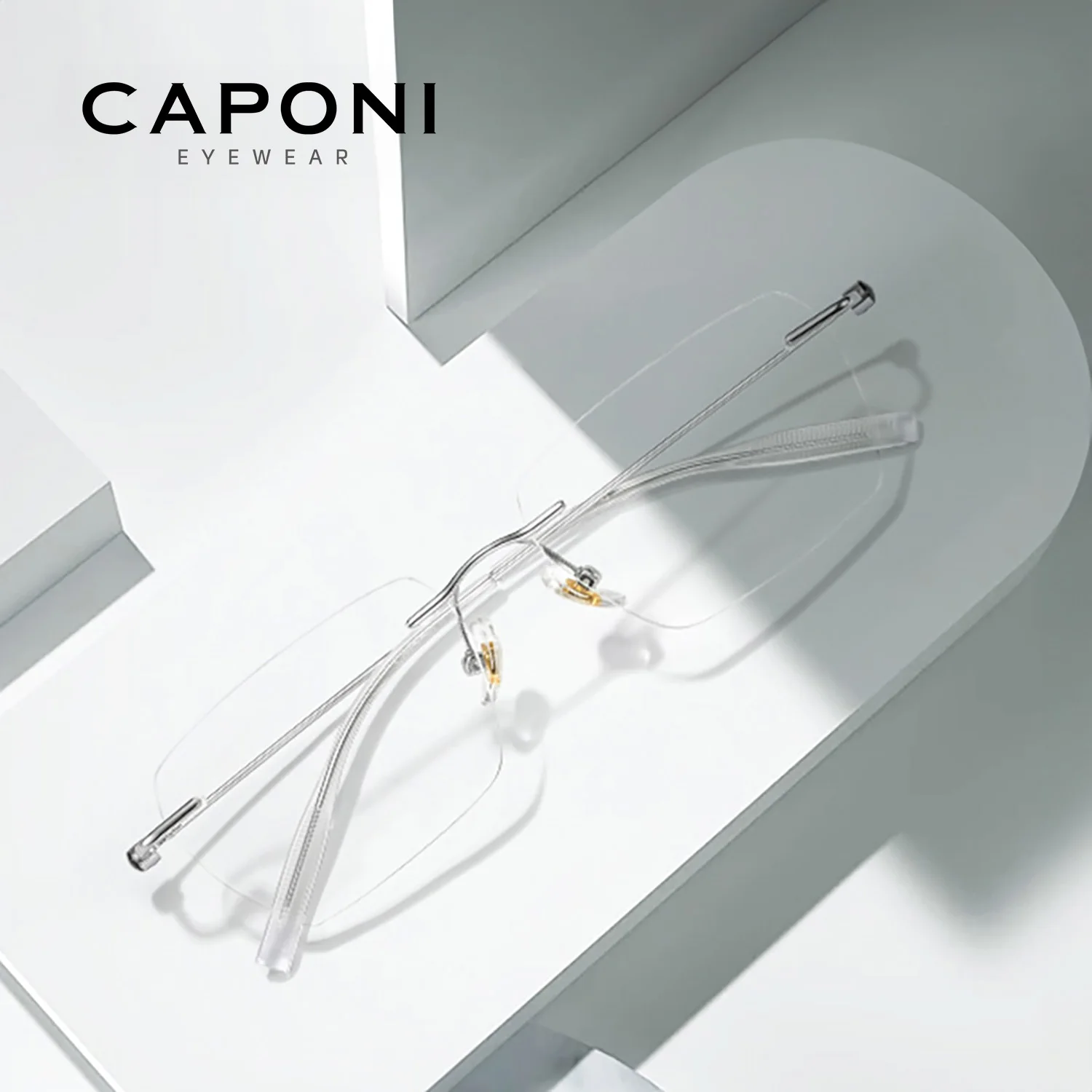 

Оправа для очков CAPONI без оправы, титановая, оригинальный дизайн, фотохромные линзы, защита от синего света UV400, модель J0621