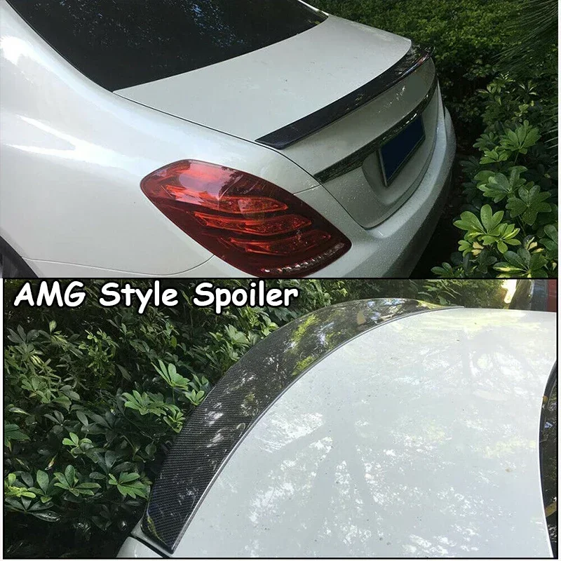 Carbon Fiber Look  Rear Spoiler Lip AMG Style for Mercedes Benz W222 S450 S560 2014 2015 2016 2017 2018 2019 2020 ABS plastic