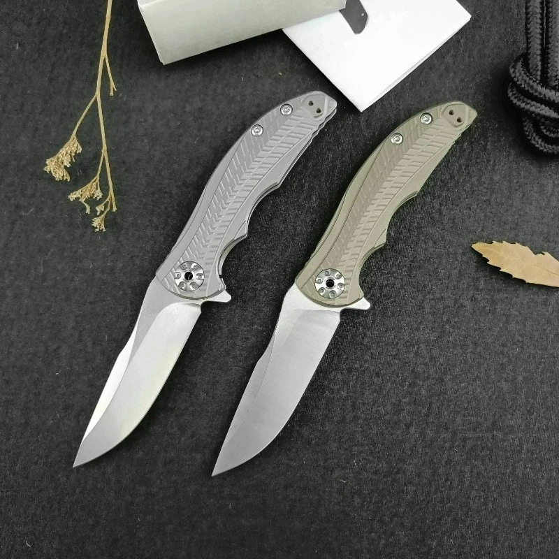 

Titanium Alloy Ceramic Bearing Folding Knife Handle Hand Professional Hunting Survival cutting EDC ZT0609 knives
