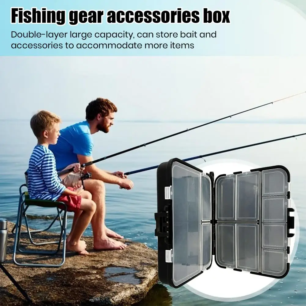 

Double-layer Fishing Box Double-layered Portable Fishing Lure Box with 12 Compartments for Organizing Fishing Gear Bait