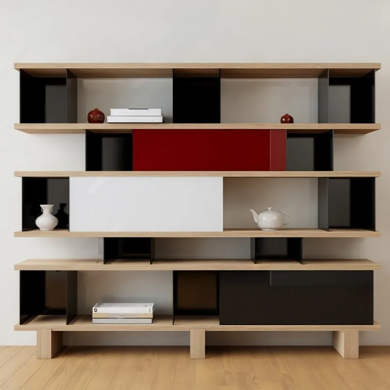 

Lin Liangmu antique paint bookshelf shelf floor-to-ceiling bookcase living room partition cabinet wall display rack storage rack