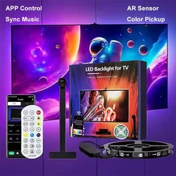 7-16FT USB Backlight RGBIC LED Strip Lights with Camera Color Pickup App Control Music Sync Smart Gaming Atmosphere PC/TV