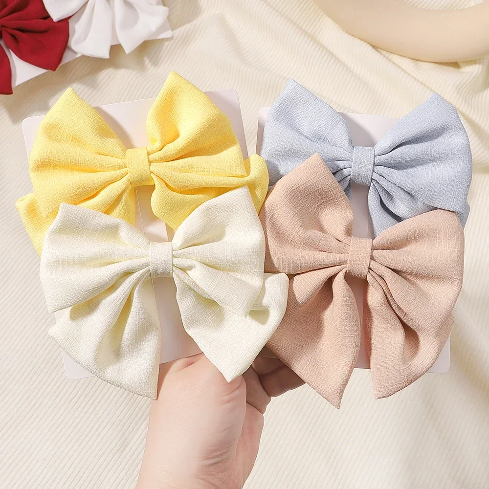 2pcs/set Baby Hair Bows Hair Clip for Kids Lovely Grosgrain Ribbon Hairgripes Girls 4.5\