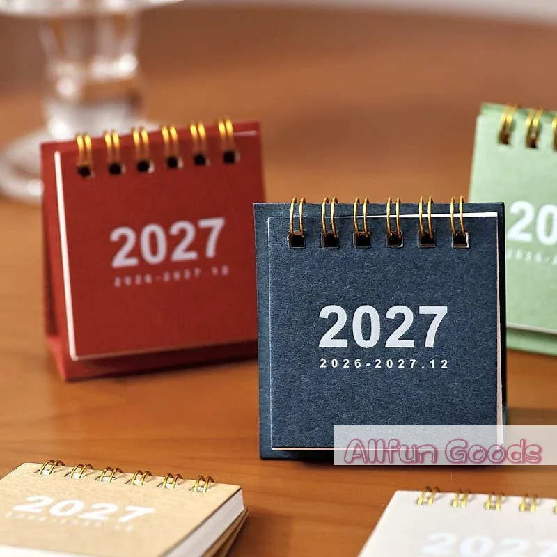 [TG835]2027 Mini Simple Calendar Small Desk Calendar Creative Coil Calendar Planner Desktop Decoration Office Stationery