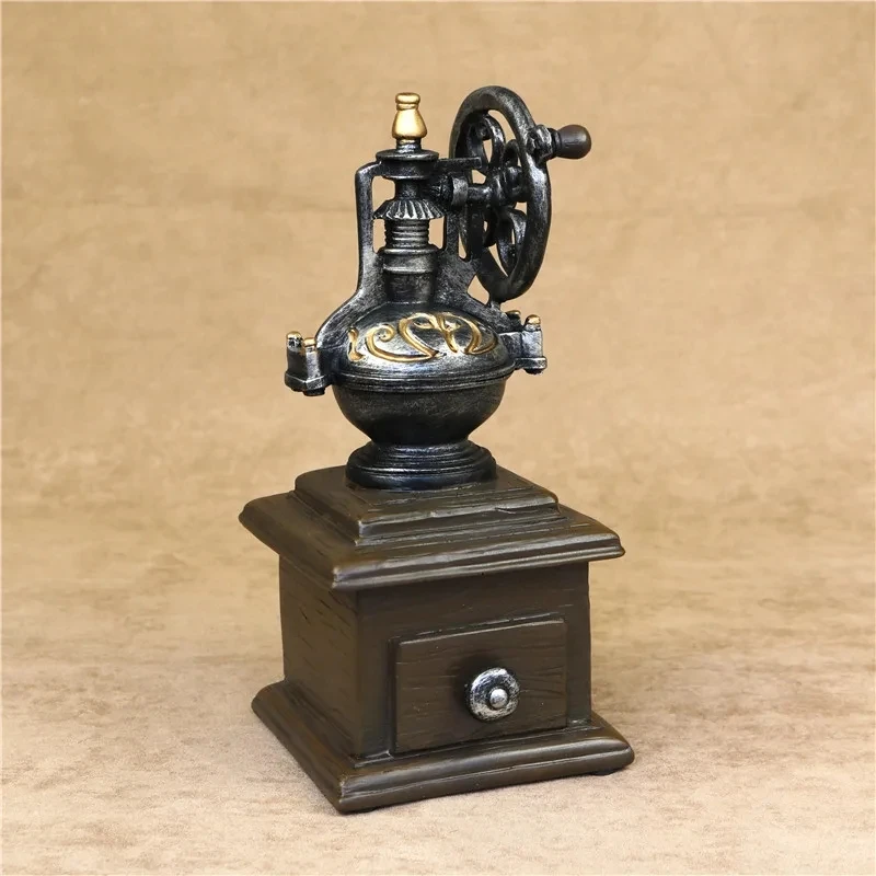 Vintage Coffee Grinder Model Handmade Resin Tabletop Coffee Mill Miniature Cafe Craft Novelty Ornament Bakery Decor Accessories view 3
