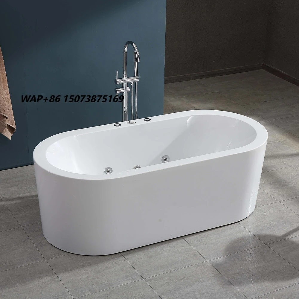 1.7m Freestanding Acrylic Massage Bathtub White Indoor Whirlpool Bath Spa Tub With Jacuzzie