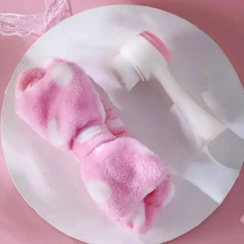 Face Wash Brush & Headband Set - Double Side Soft Bristles & Silicone Face Cleaning Brush Spa Headband For Face Skin Care - Gift