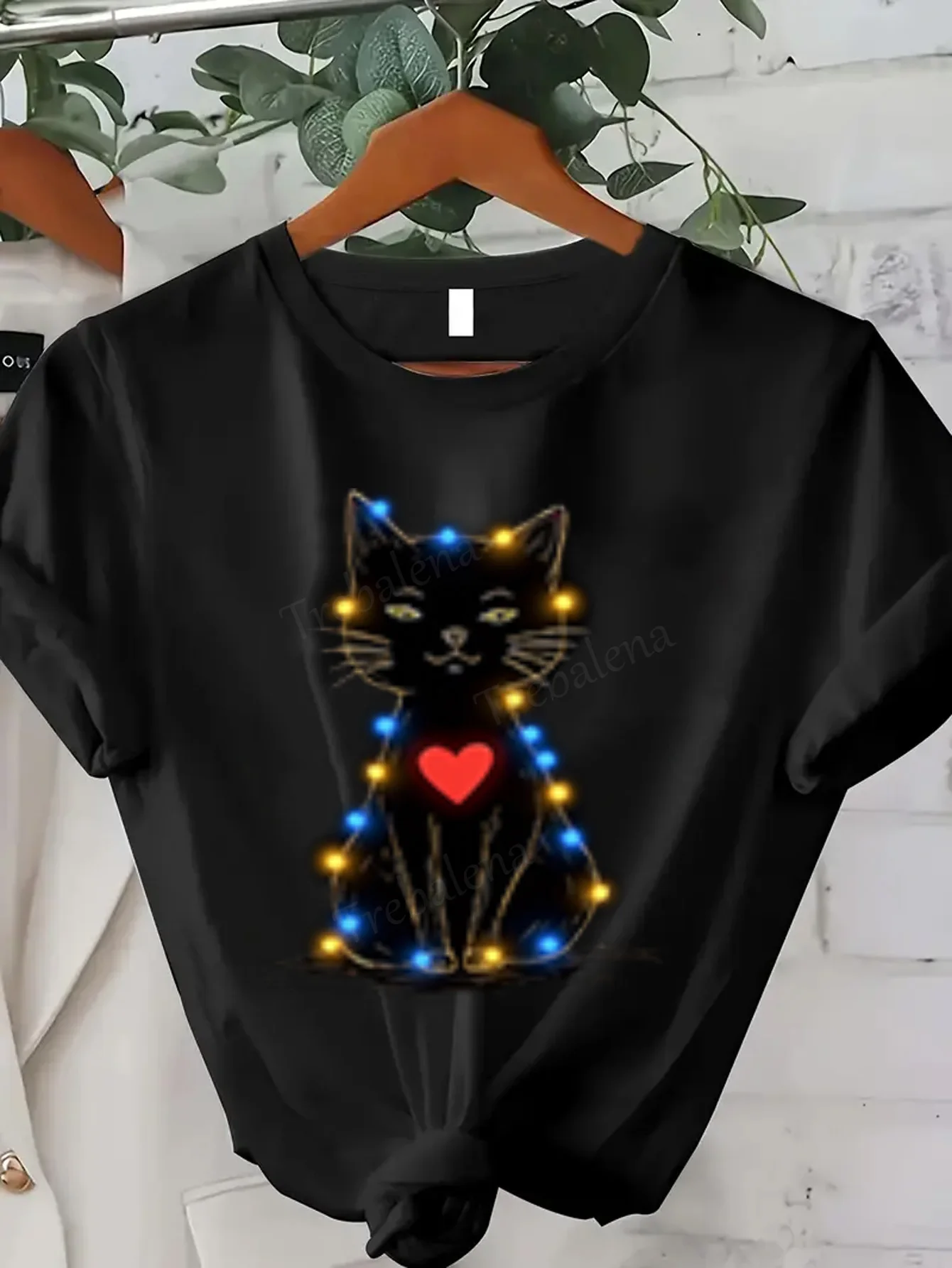 Women T-shirt Glowing Cat Heart Print Women's T-Shirt - Sexy & Trendy