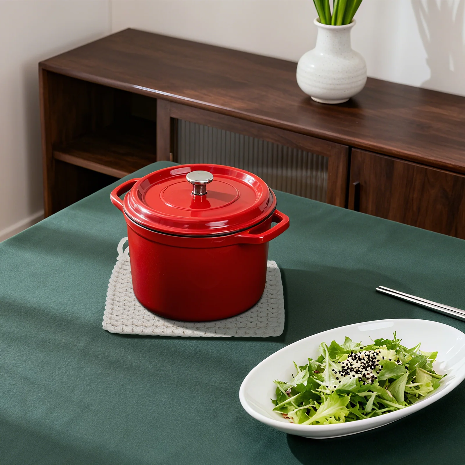 

1pc Woven Cotton Mat Thick Square Woven Bowl Pad Cup Pad For Table Protection Non-Slip Kitchen Decor Bowl Pot Holder