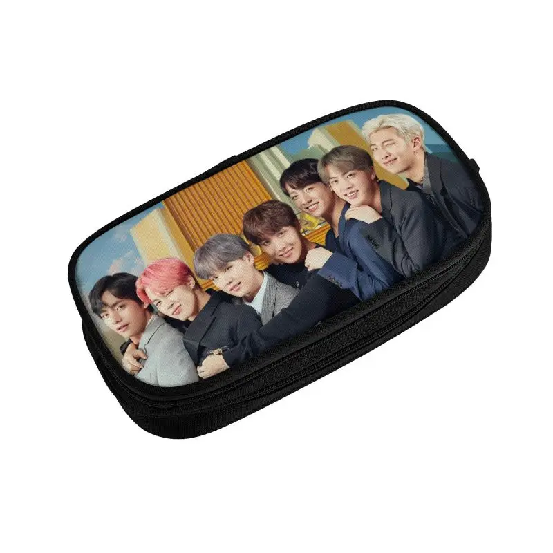 Kpop Pop Band Pencil Case for Boy Girl Large Storage Pen Bag Box School Accessories