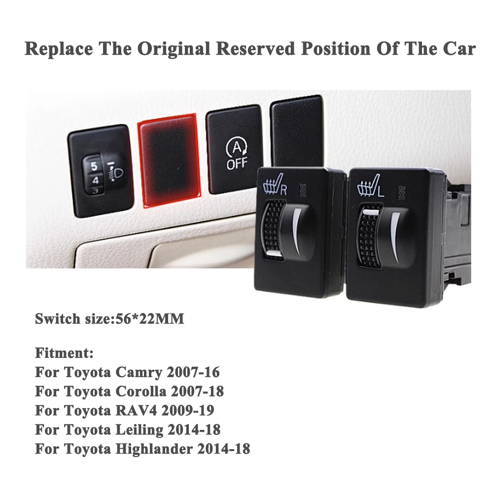 Car Seat Heater Dual Control Switch System 12V Auto Heating Switch Replace Original Reserved Fit for Toyota Camry Corolla RVA4