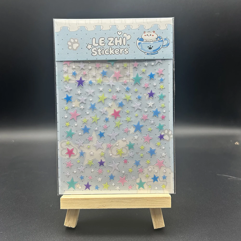 Sweet Kawaii 3D Stickers Pastel Stars Bows Hearts Puffy Decorative Charms for Journal Phone Case Notebook DIY Craft Decor