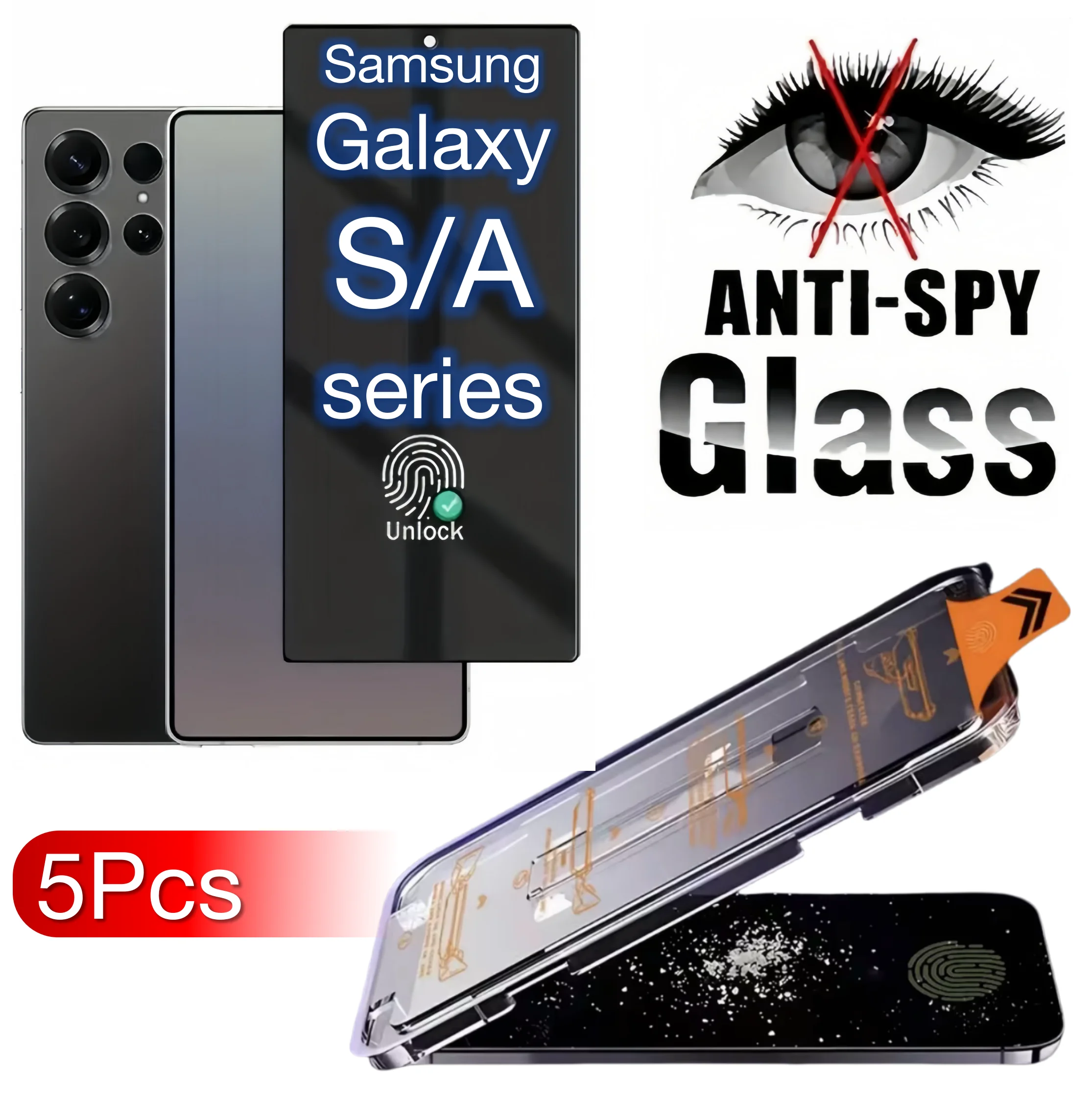 

5Pcs For Samsung Galaxy S25 Edge S24 Ultra S23 S22 S21 Plus A55 A35 A15 A16 5G Screen Protector Tempered Glass Anti-Peeping