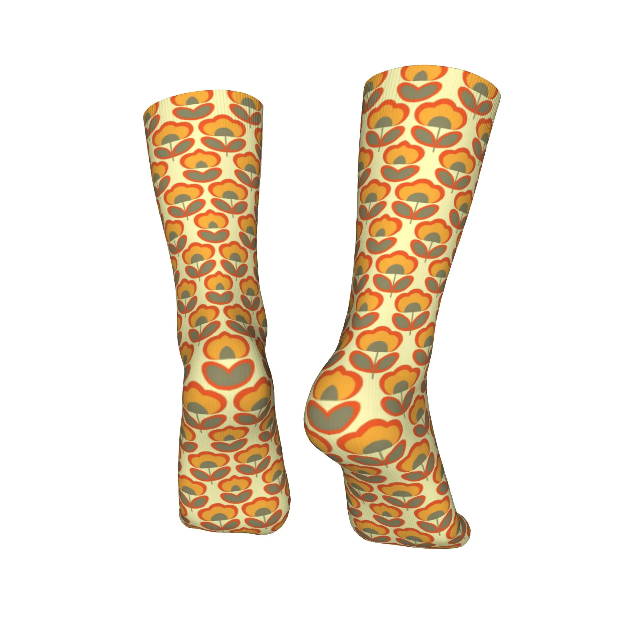 Calcetines geniales Orla Kiely Calcetines de tripulación de flores escandinavas para hombres Medias con impresión 3D Mujer
