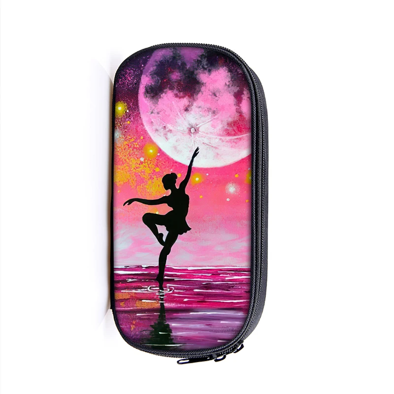 Ballet Girl Fashion Print Pencil Bags Cosmetic Case Rhythmic Gymnastics Storage Bags Elegant Ballet Dancer Pencil Box Gift