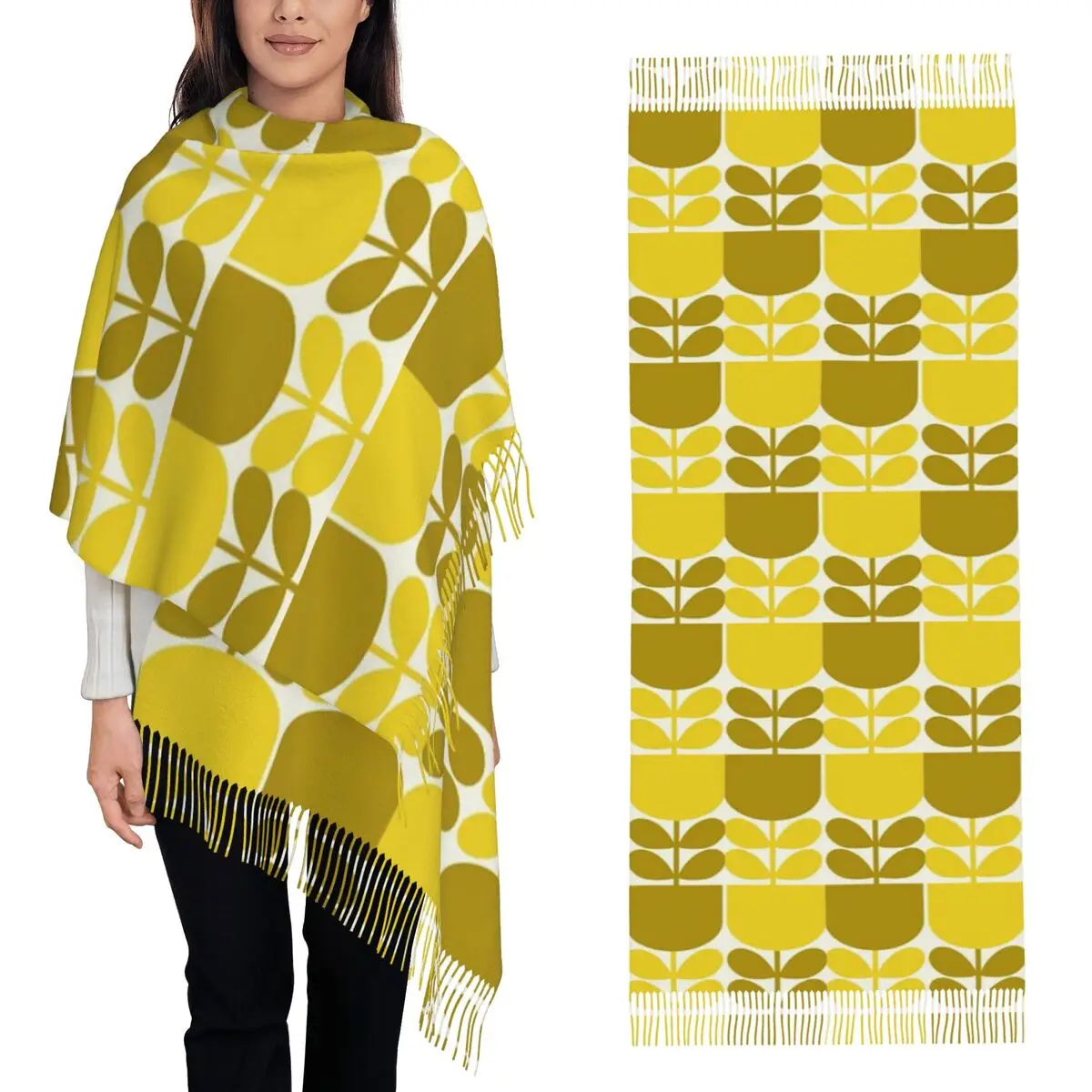 

Весенний шарф с кисточками Bloom Orla Kiely, женские мягкие теплые шали и накидки, длинная осенне-зимняя шаль
