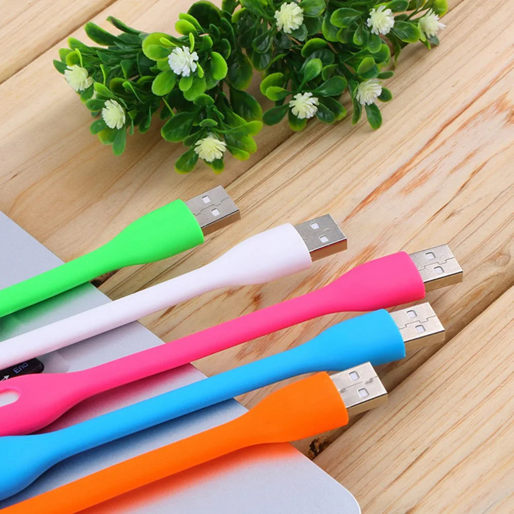 5Pcs USB Small Night Light Flexible LED Lamp 180 Degree Adjustable Portable for Bed Desk Camping Reading Writing Laptop Power