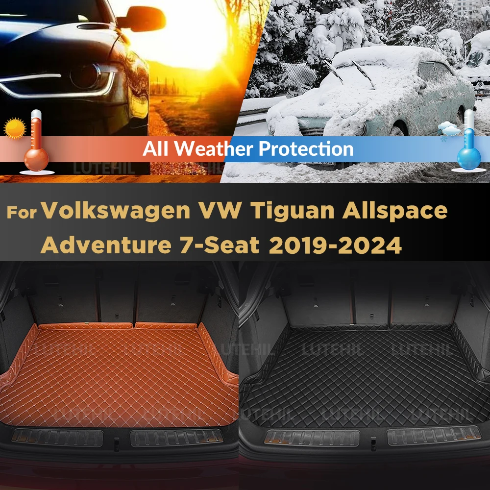 

LUTEHIL для VW Tiguan Allspace Adventure 7-Seat 2019-2024 Коврик в багажник автомобиля на заказ Высококачественный кожаный багажник Автомобильные аксессуары
