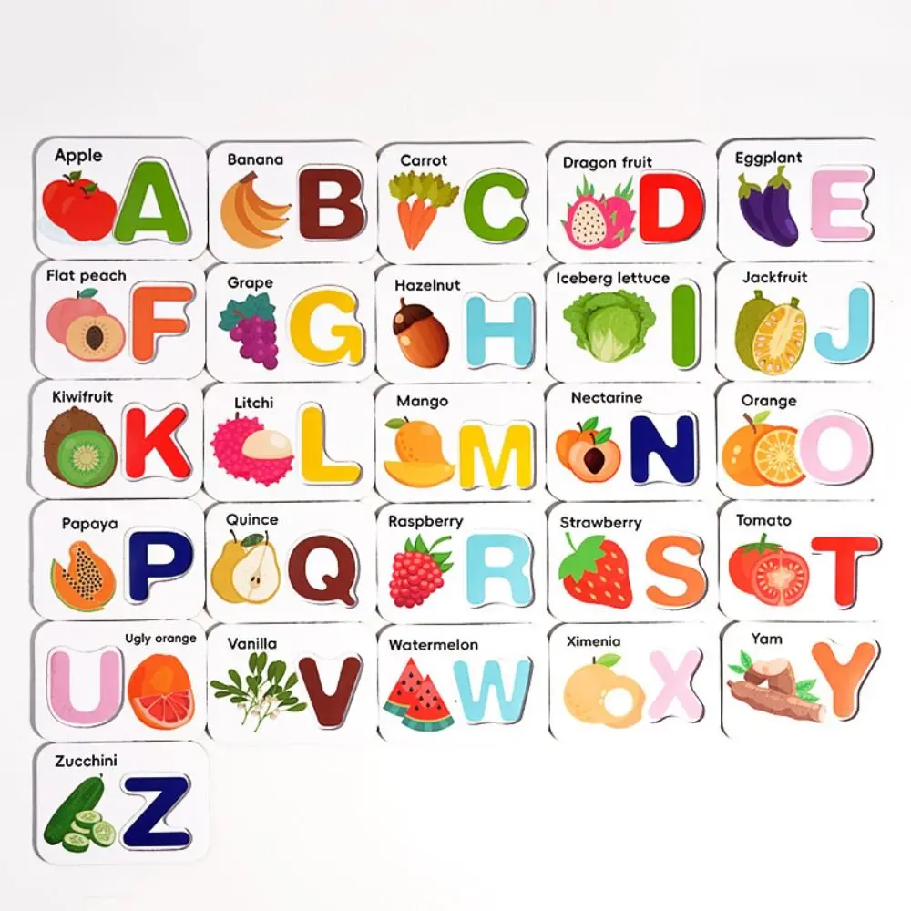 

Деревянный набор карточек с алфавитом, развивающая игра Монтессори, миниатюрные буквы-пазлы, мультяшные животные, когнитивная игра на развитие памяти для дошкольников