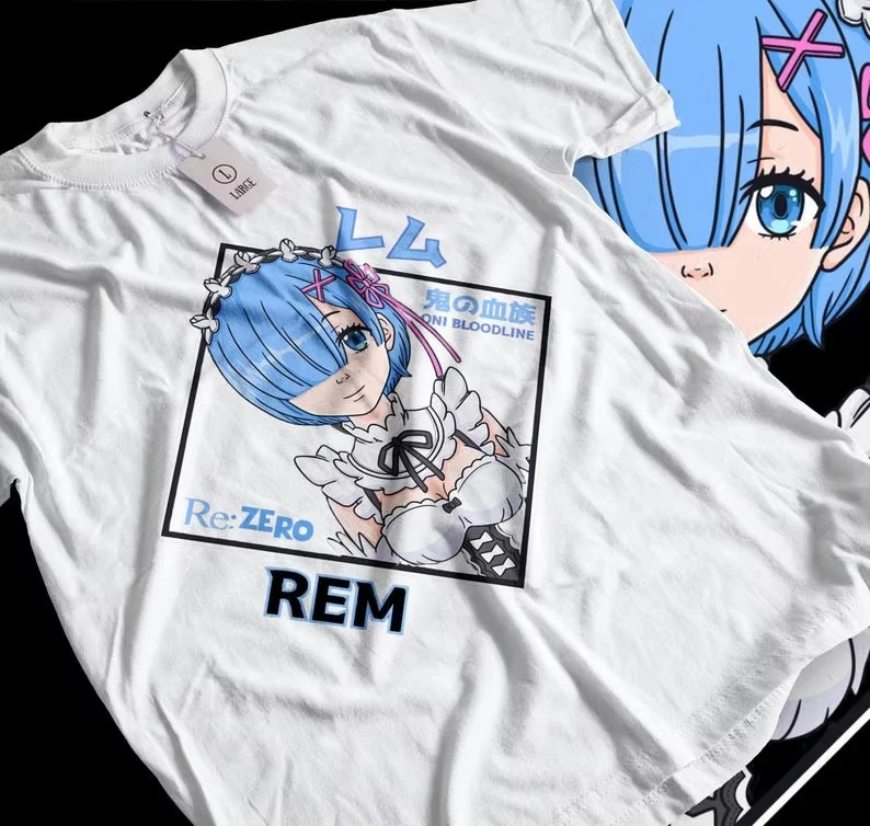 Rem Re Zero T-Shirt,Cute Re Zero Ram, Japanese,Manga Graphic Short Sleeve Tee Women Men T Shirts