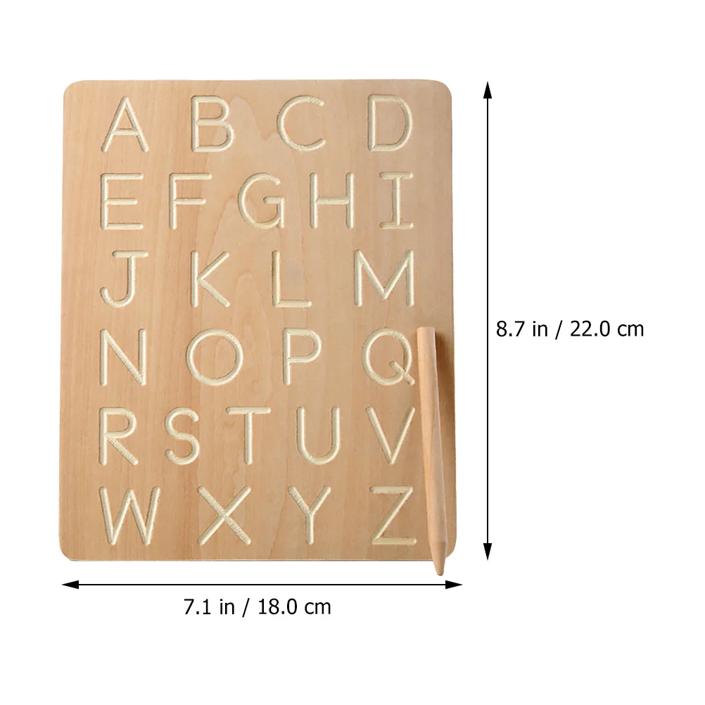 مجموعة واحدة من لوحة ممارسة الكتابة الخشبية لتتبع الأبجدية للتعليم المبكر ولوحة التعرف على الحروف للمهارات المعرفية