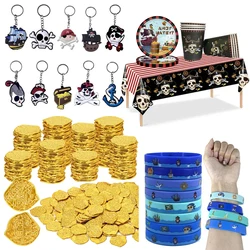 Pirate Party Supplies Favors Pirate Keychain Rings Rubber Bracelets Pirate Gold Coin Pirate Themed Party Favors Decoration