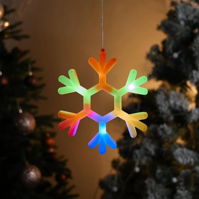 Kerstraamverlichting, werkt op batterijen, sneeuwvlok en jingle bell en kousvormig met zuignap voor Kerstmis, vakantie, decor