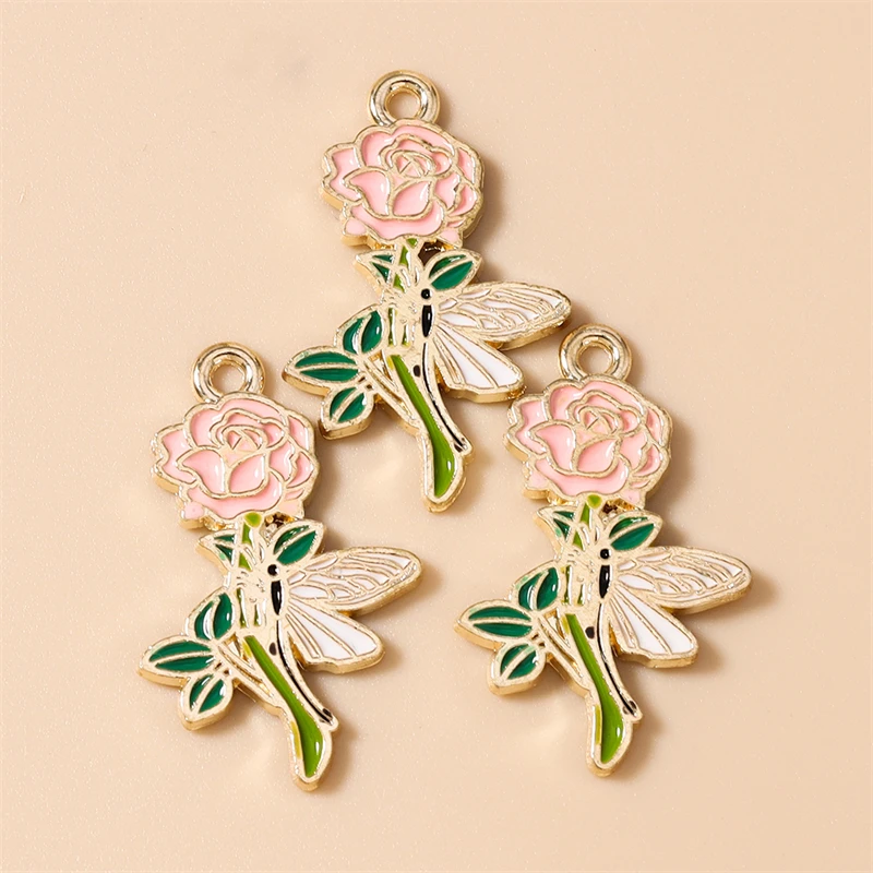 20 Stück 18x28mm Niedliche Emaille-Rosenblüten-Anhänger für die Herstellung von Halsketten, Ohrringen, Armbändern, DIY-Bastelarbeiten, Schmuckzubehör – Detail 8
