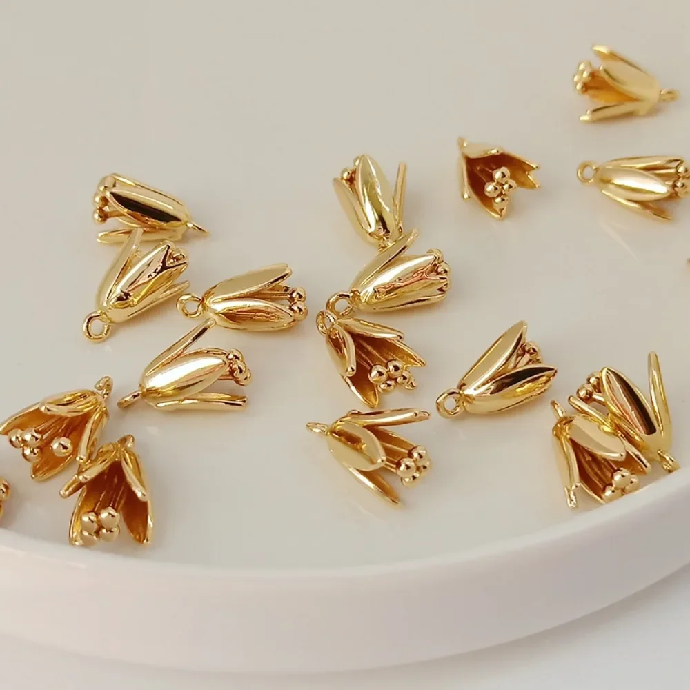 

14K Gold-plated Lily of The Valley Bud Pendant Bracelet Necklace Hairpin Tassel Diy Handmade Accessories Materials and Ornaments