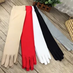 Summer Mid-length Ceremonial Cool High-elastic Spandex Patent Leather Sun Protection Gloves Masquerade Performance Clothing P...