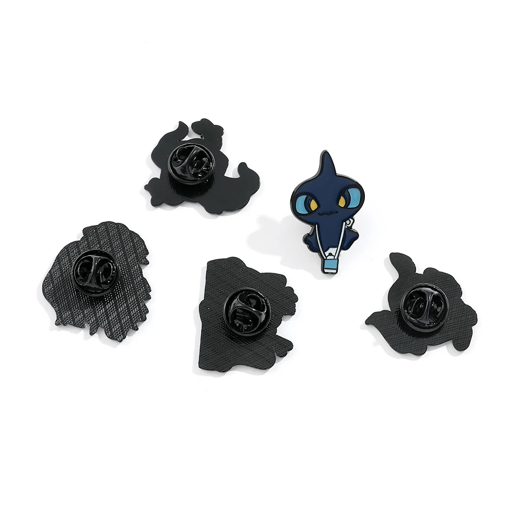 5 Pcs Fashion Duskull Brooch Creative Gengar Misdreavus Enamel Lapel Pin Backpack Clothing Jewelry Metal Badge Accessories