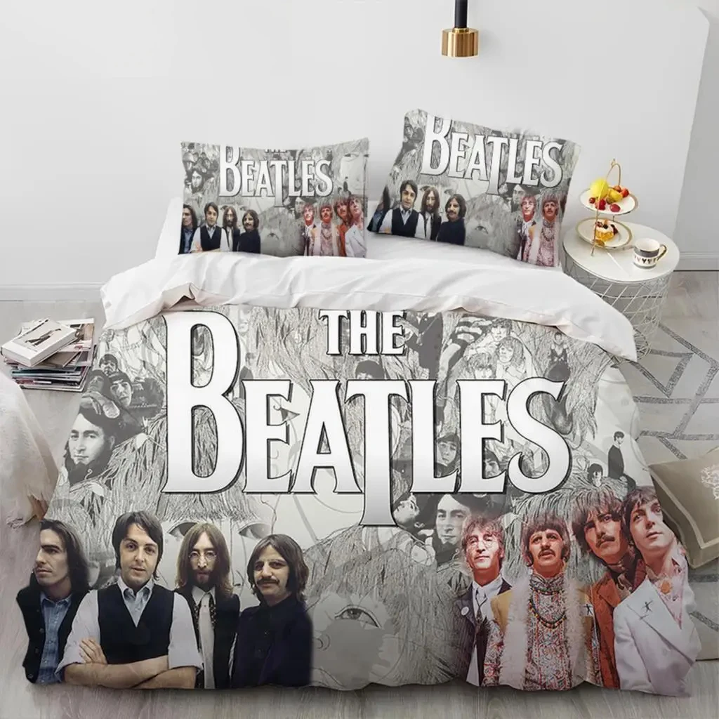 3D B-Beatles Rock Stand Star Bedding Set Boys Girls Twin Queen Size Duvet Cover Pillowcase Bed Kid Adult Home Textileextile