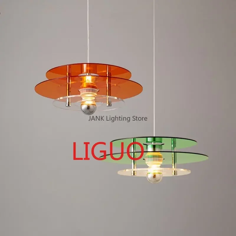 

Danish Bauhaus PH Medieval UFO Pendant Colored Acrylic Shade E27 Restaurant Bar Study Lighting Space Age LED Chandelier Lights